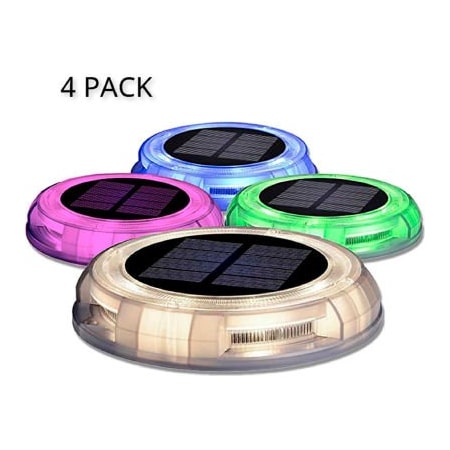 E E Systems Group eLEDing Solar Garden Decoration Dusk to Dawn LED Light, White, Purple, Blue, Green, Pack of 4 EE801WLW4-RGB